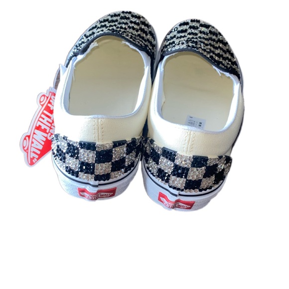 Crystal & Jet Black Checkerboard Slip On Vans All Sizes New With Box - Picture 5 of 7